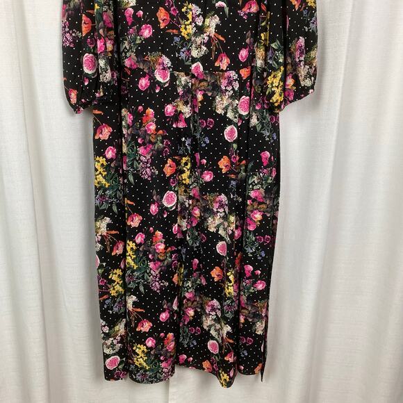 Torrid Black Floral Refined Woven Midi Shirt Dress Sz.4 NWT - Picture 7 of 16